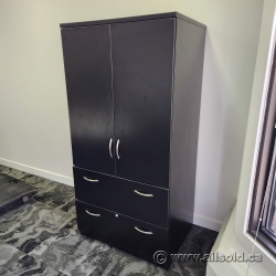 Black 2 Door, 2 Drawer Wardrobe, File, and Storage Cabinet